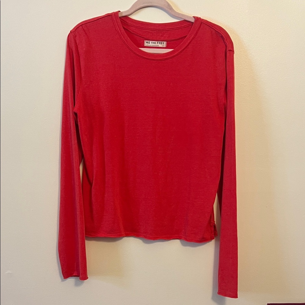 Free People Red Long Sleeve Tee